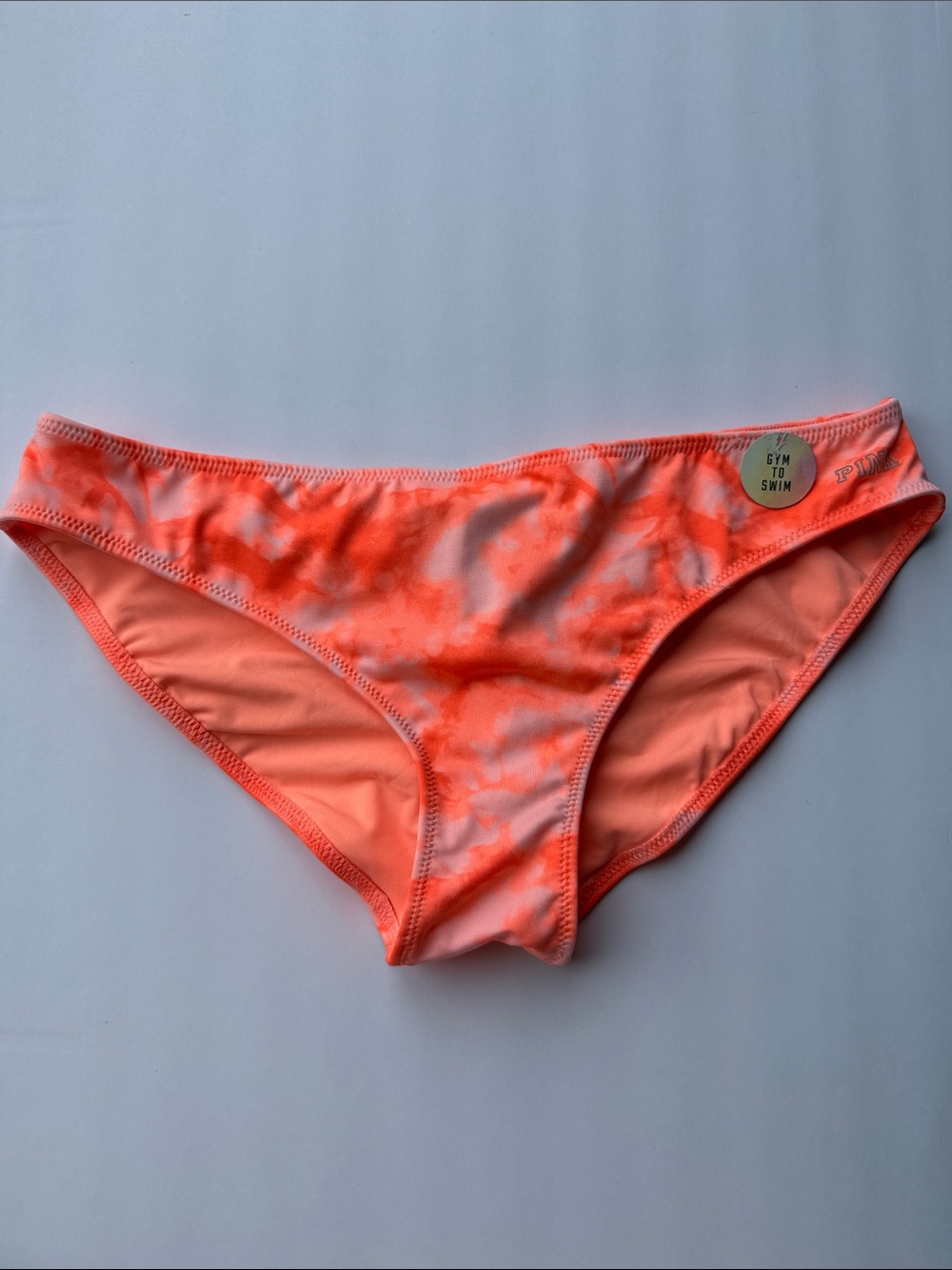 PINK Victoria's Secret Neon Coral/Orange Tie-Dye Bikini Bottoms NWT